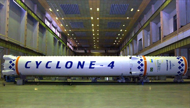 Os dois primeiros estágios do Cyclone-4 (Fonte: Alcantara Cyclone Space)